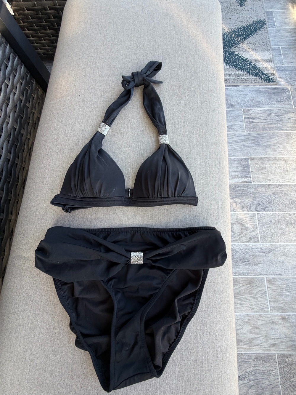 VENUS Black Halter Bikini with  Accents